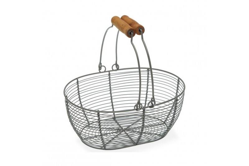 Fruit Bowl Versa Grey Oval Metal Wood...