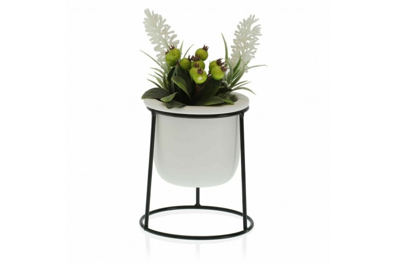 Plant pot Versa White Ceramic Metal...