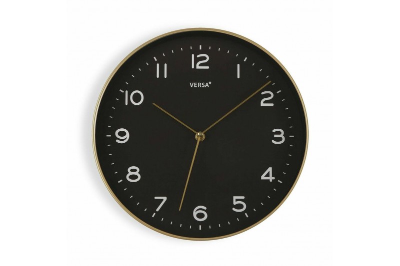 Wall Clock Versa Black Golden PU...