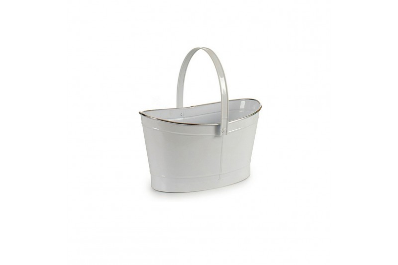 Cache-pot Panier Métal Blanc (22 x...