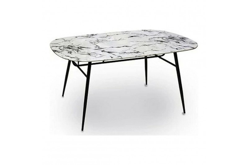 Table Noir Métal Blanc Mélamine (90 x...