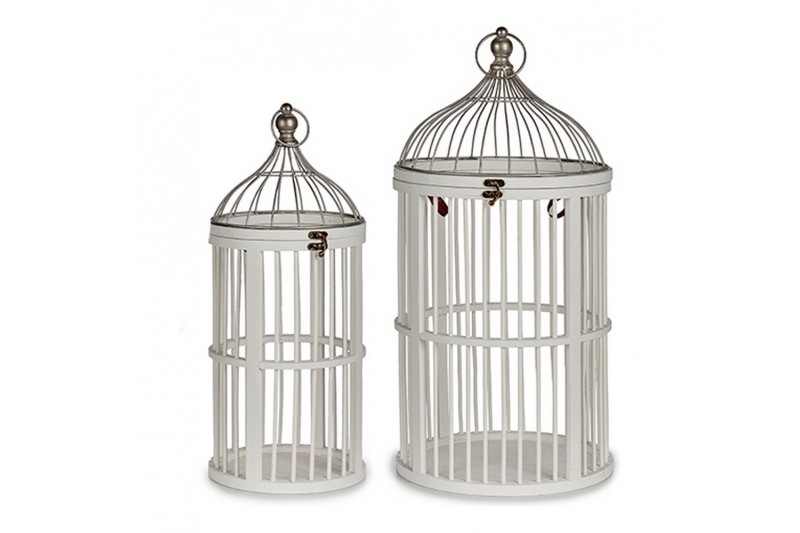 Cage Ronde Blanc Bois (2 Pièces)