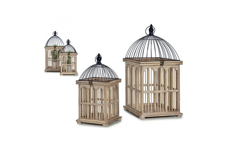 Cage Squared Wood Natural (2 Pieces)