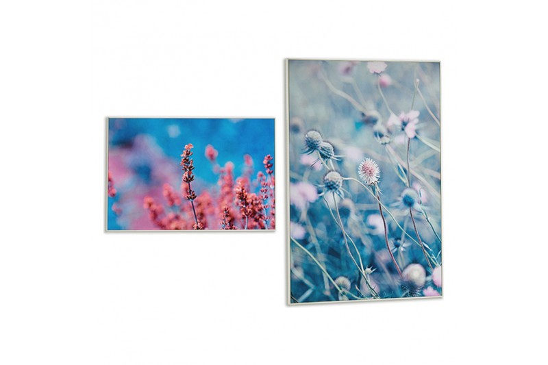 Canvas Wit Canvas Blommor (3 x 121,5...