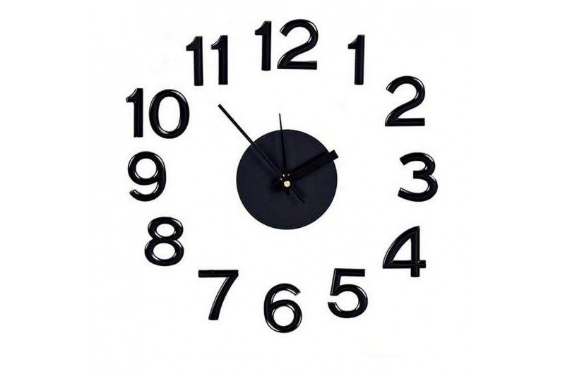 Horloge Murale Autocollant Noir ABS...