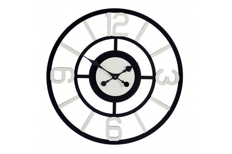 Reloj de Pared Blanco Negro Metal MDF...