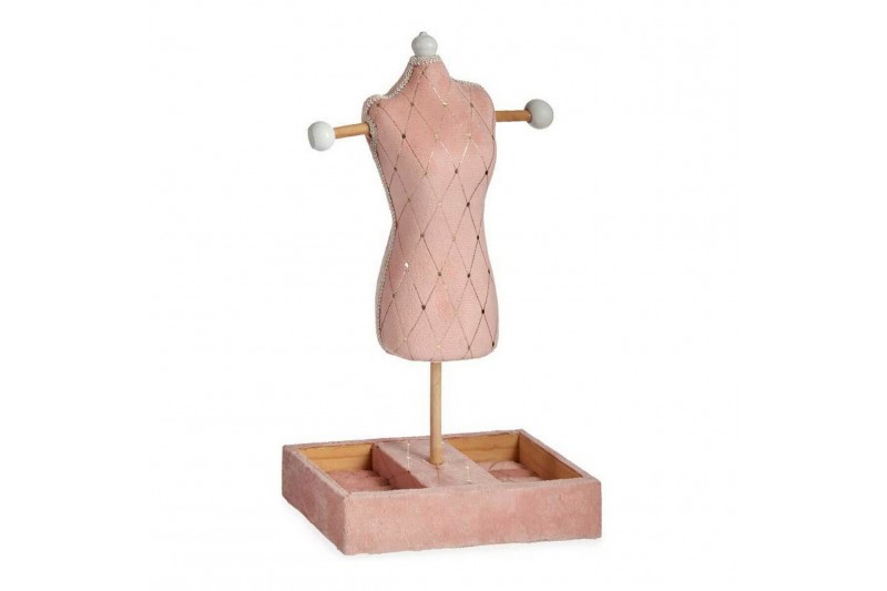 Jewellery Stand Pink Velvet Wood (12...