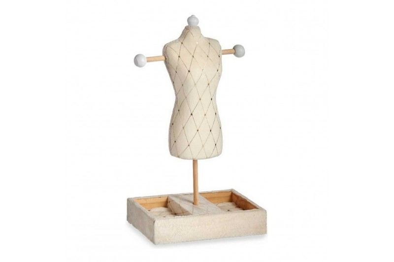 Jewellery Stand Beige Velvet Wood (12...