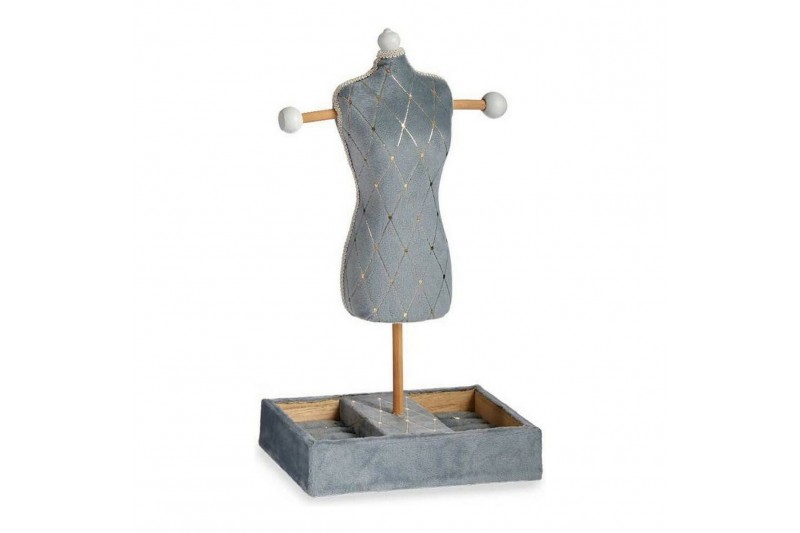 Jewellery Stand Grey Velvet Wood (12...