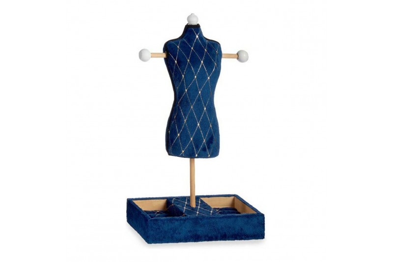 Jewellery Stand Blue Rhombus Velvet...