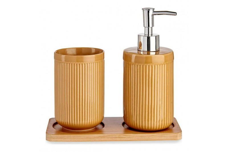 Set da Bagno Ceramica Bambù Cammello...