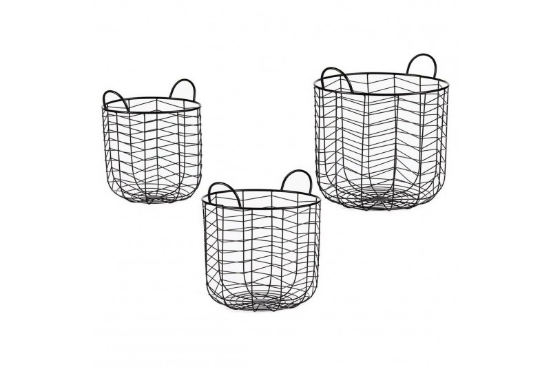 Set of Baskets Circular Black Metal...