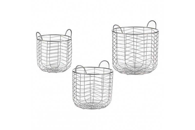 Set of Baskets Circular Silver Metal...