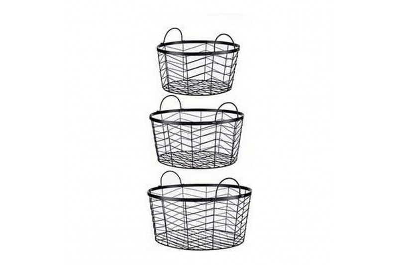 Set of Baskets Circular Black Metal...