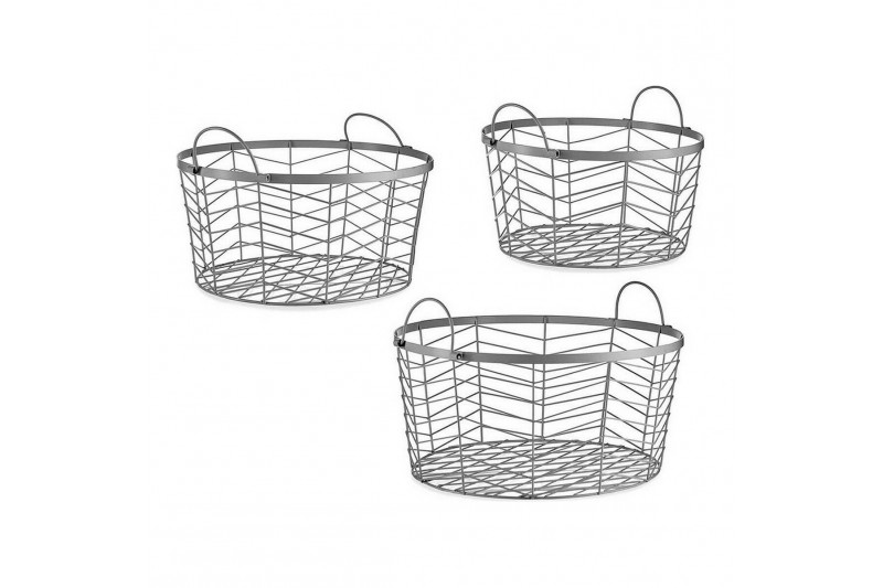 Set of Baskets Circular Silver Metal...