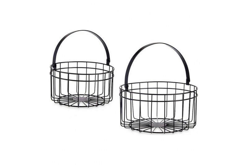 Panier Ronde Noir Métal (2 pcs)