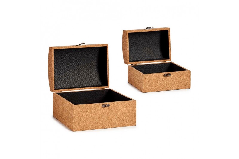 Set of Chests Brown MDF Cork (2 pcs)