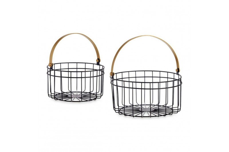 Basket Circular Black Golden Metal (2...