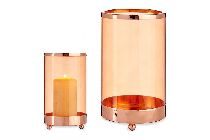 Candleholder Copper Amber Cylinder...