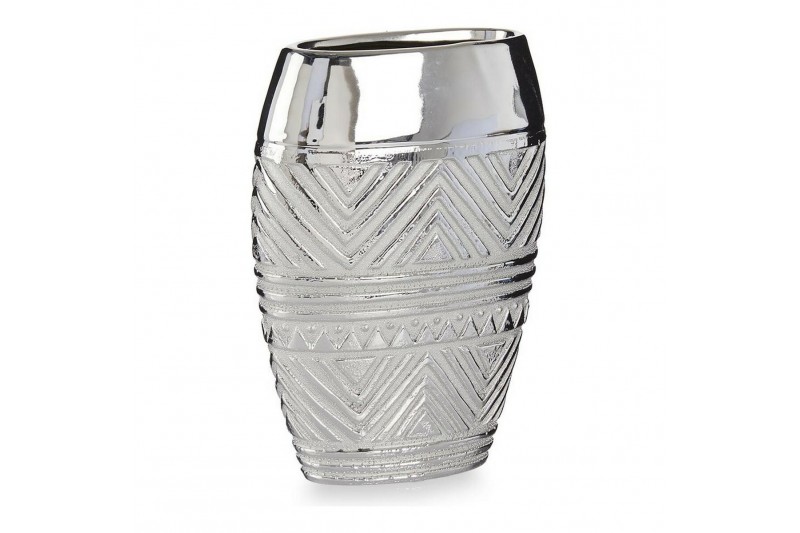 Vase Largeur Céramique Argenté (9,5 x...