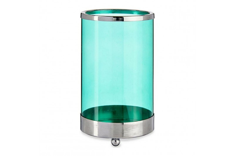 Candleholder Silver Blue Cylinder...