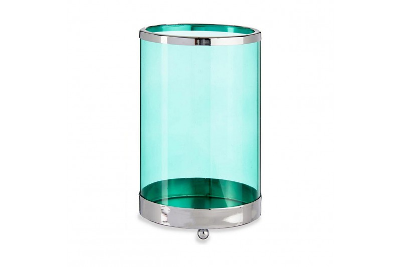 Candleholder Silver Blue Cylinder...