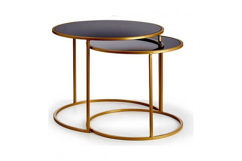 Set of 2 tables Black Golden Metal (2...