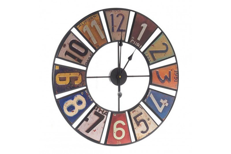 Wall Clock Multicolour Retro Metal...