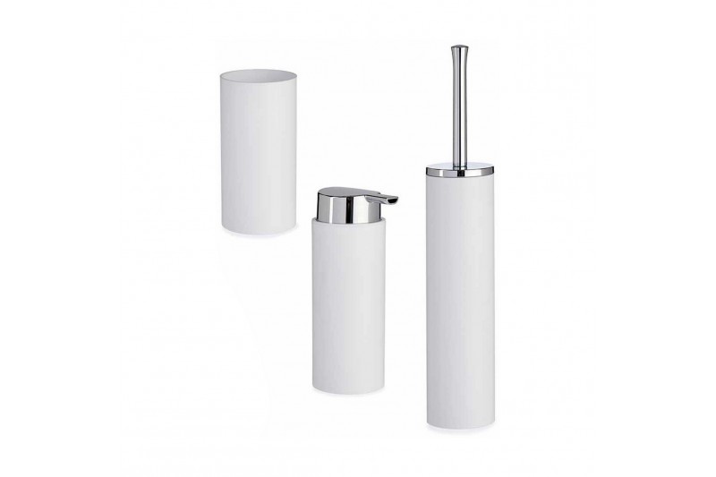 Bath Set White 3 Pieces Plastic