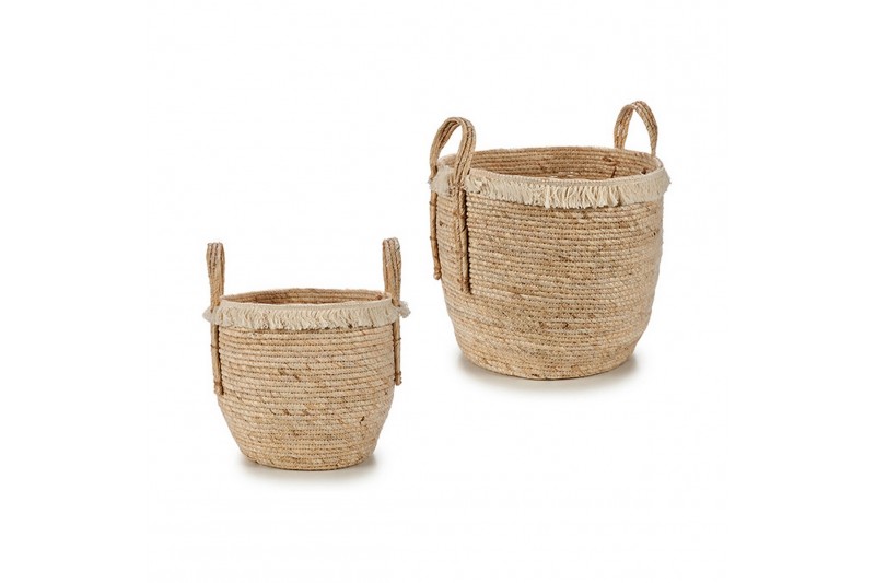 Set of Baskets 2 Pieces Straw Natural...