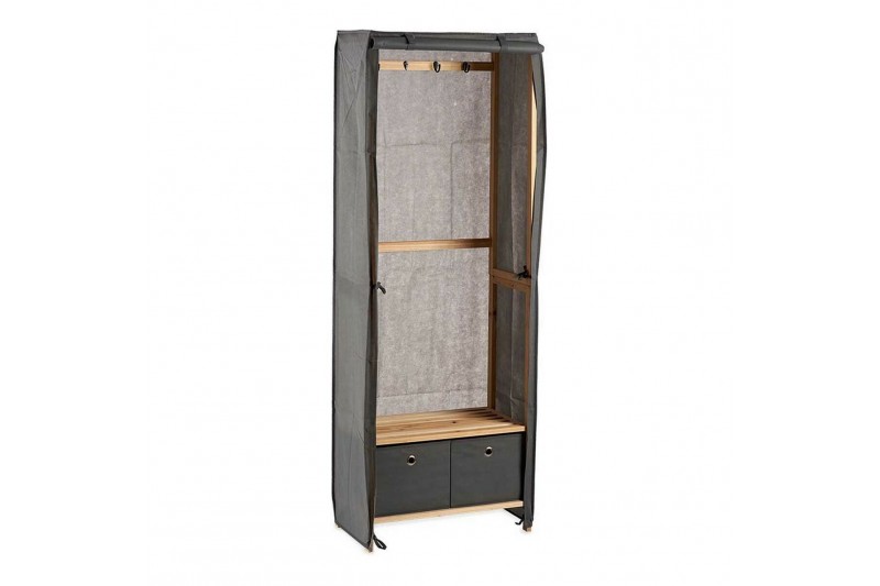 Garderobe Grau Holz Stoff (31,5 x 58...