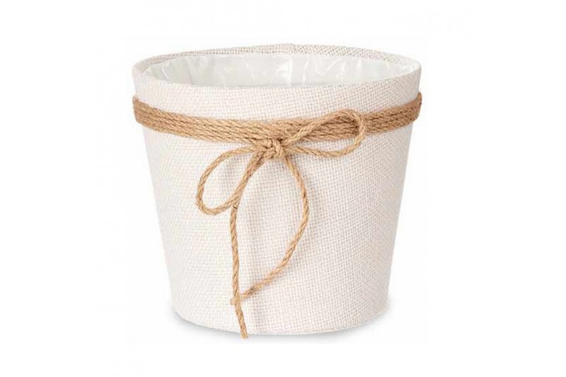 Cache-pot Lien Tissu Blanc Plastique...