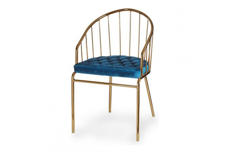 Chair Blue Golden Bars Polyester Iron...