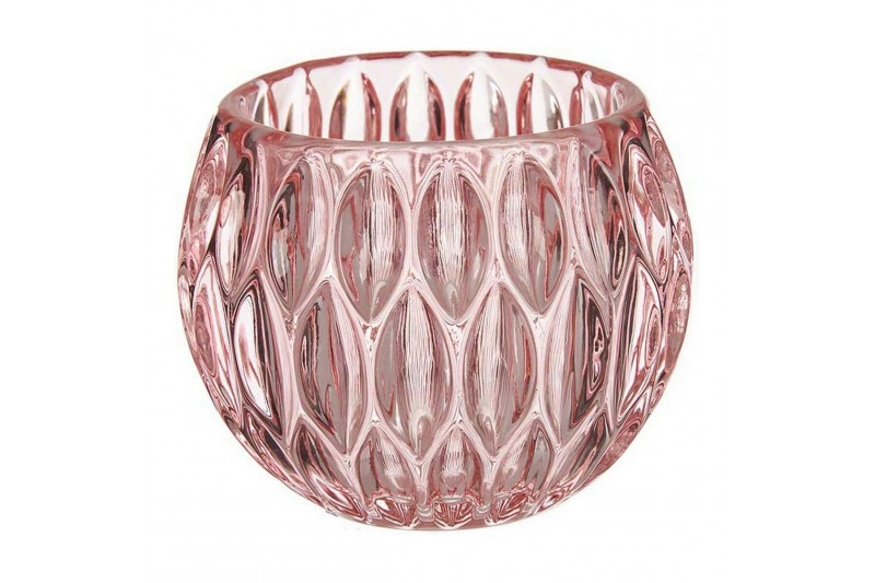 Bougeoir Hexagones Verre Rose (11 x 9...