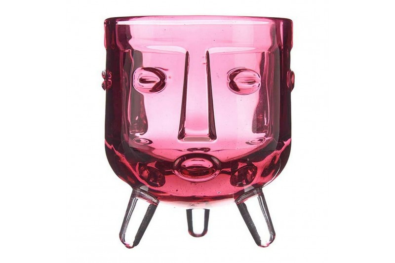 Bougeoir Visage Rose Verre (7,8 x 8,8...