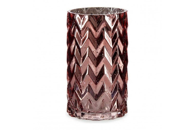 Vase Taillé Epis Verre Rose (11,3 x...