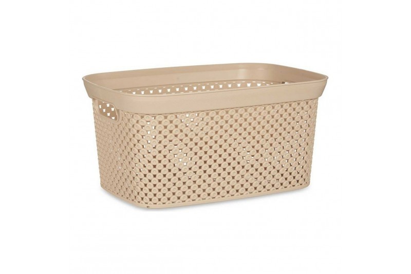 Basket Beige Plastic (24 x 17 x 35 cm)