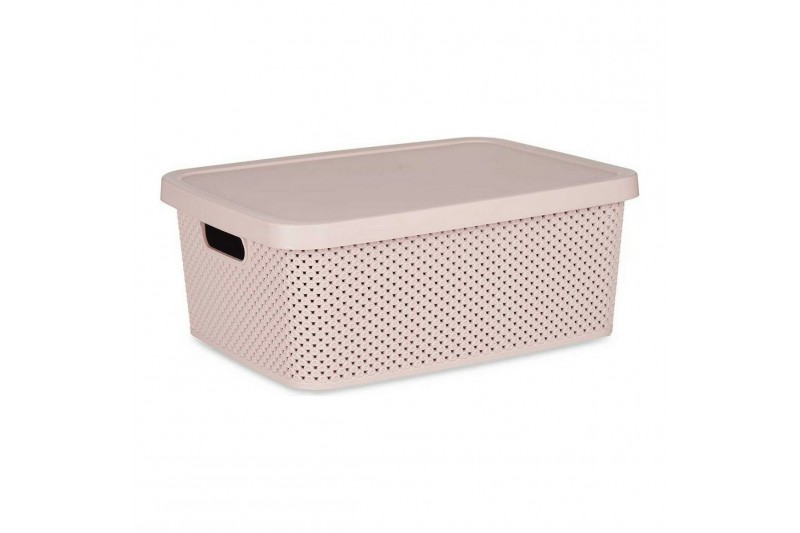 Storage Box with Lid Pink Plastic...