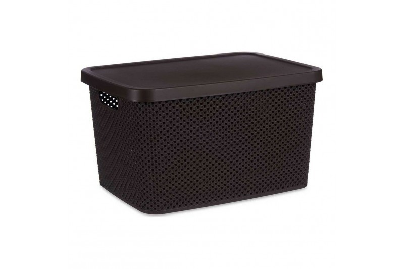 Storage Box with Lid Brown Plastic...