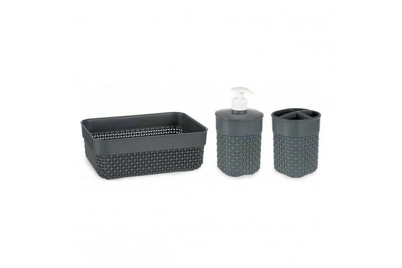 Bath Set Anthracite Plastic (3 pcs)