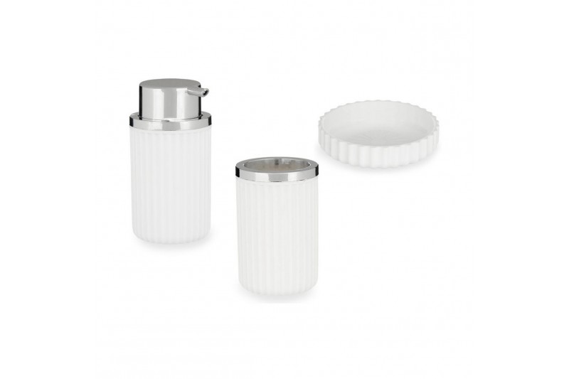 Bath Set 3 Pieces White Plastic