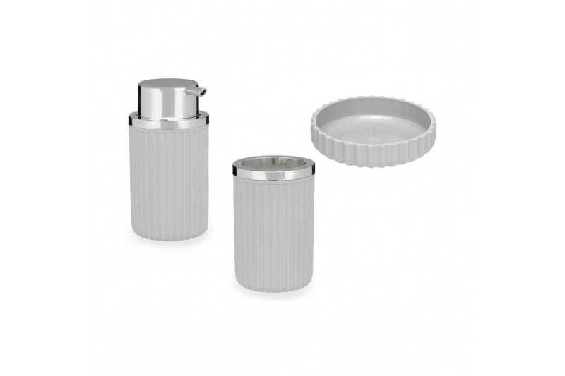 Bath Set 3 Pieces Grey Plastic