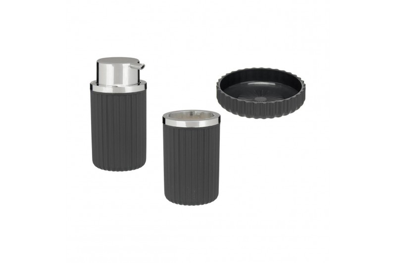 Bath Set 3 Pieces Anthracite Plastic