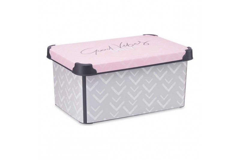 Storage Box with Lid Vibes Pink...