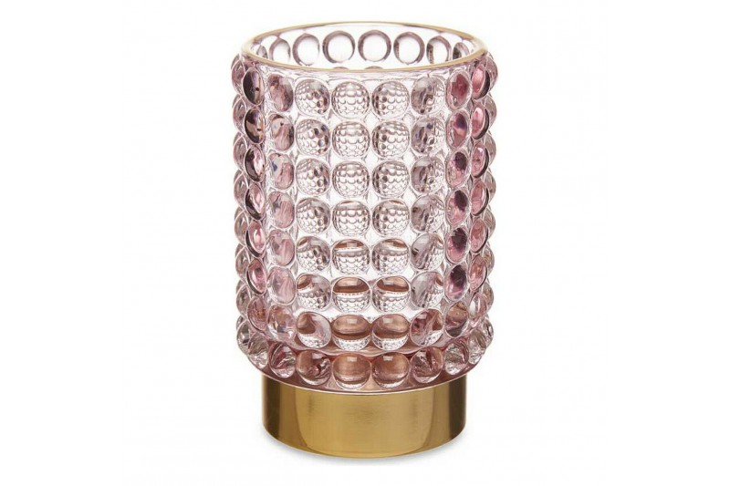 Candleholder Points Pink Golden Glass...