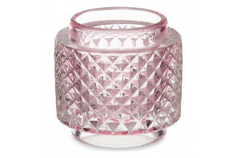 Bougeoir Rose verre (7,5 x 7,5 x 7,5 cm)