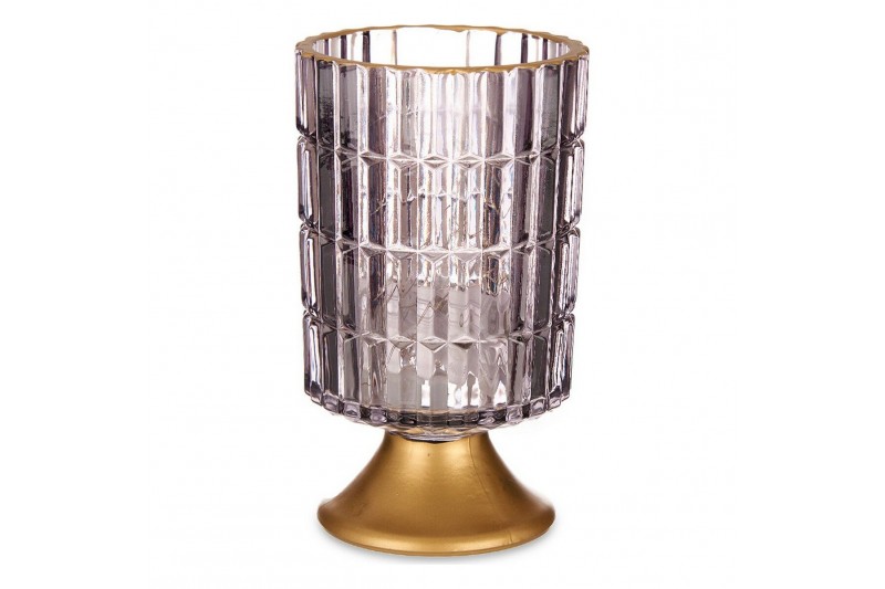 LED Lantern Metal Grey Golden Glass...