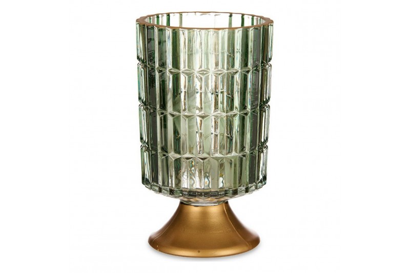 LED Lantern Metal Golden Green Glass...