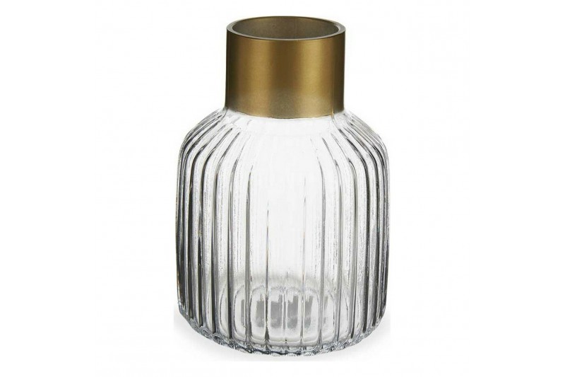 Vase Stripes Golden Transparent Glass...