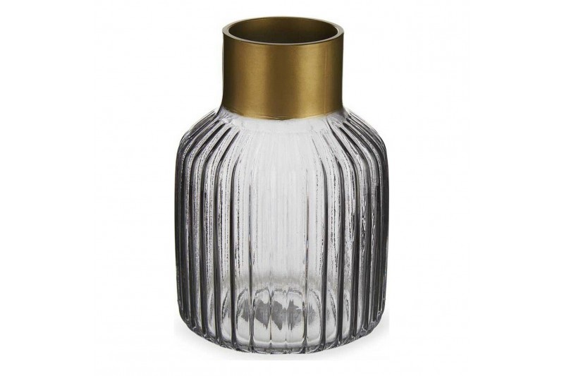 Vase Stripes Grey Golden Glass (12 x...